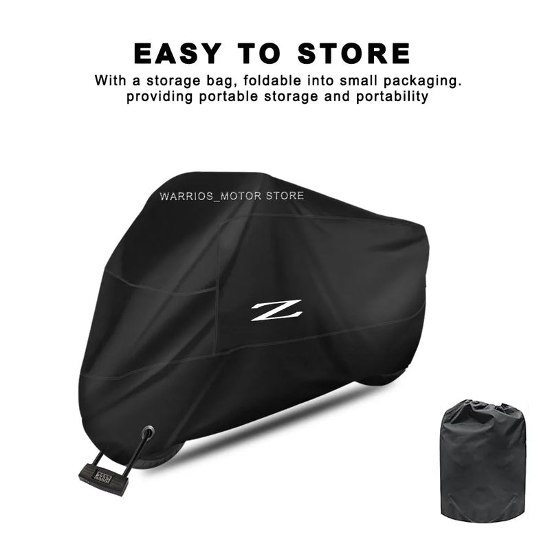 Housse moto pour Kawasaki Z650, Z750, Z800, Z900, Oxford 210D noir ou argent, imperméable, anti-UV