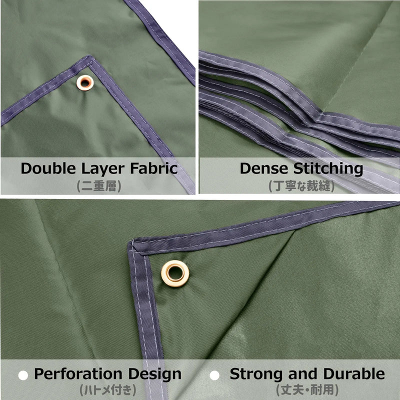 Bâche de sol camping imperméable à œillets, trois dimensions de 1,5 à 2,4 x 2,2 m