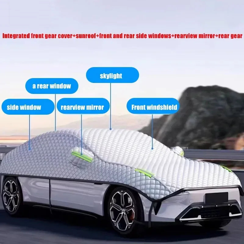 Demi-housse voiture anti-gel et anti-UV à isolation thermique, pour monospace, berline, SUV et compacte