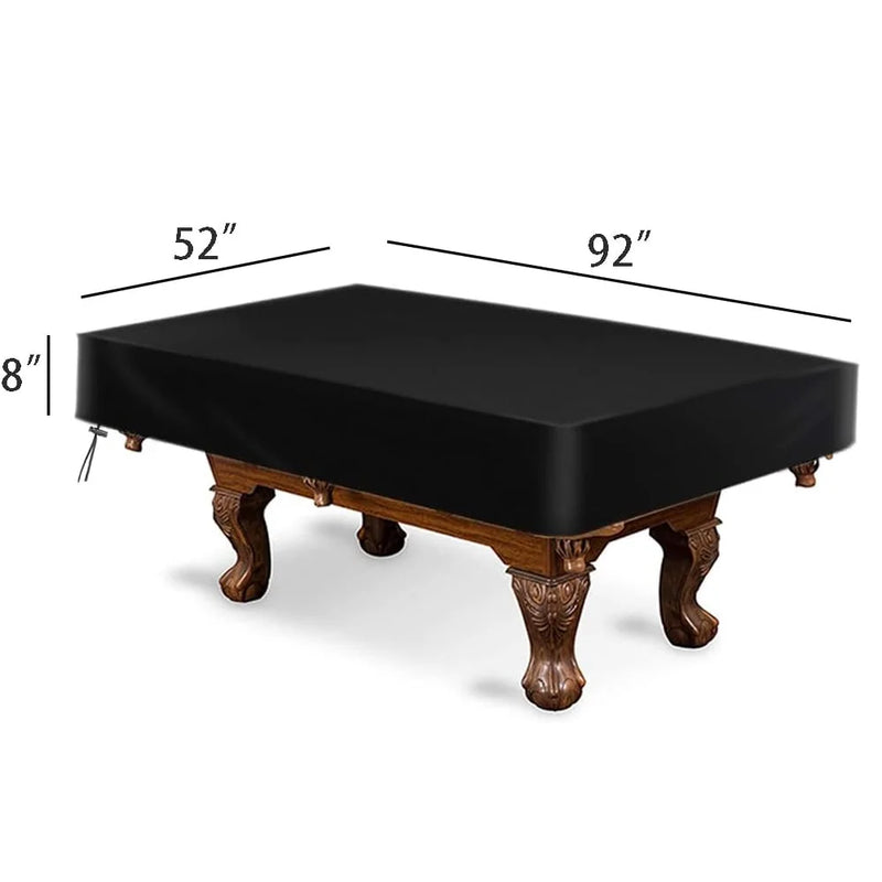 Housse billard noire ajustée imperméable et anti-UV, tissu Oxford enduit PU, 7, 8 ou 9 pieds