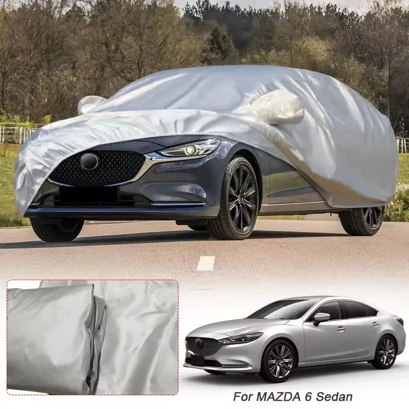 Housse voiture pour Mazda CX-3, CX-30, Mazda 3 et Mazda 6, polyester taffetas argent, imperméable anti-UV