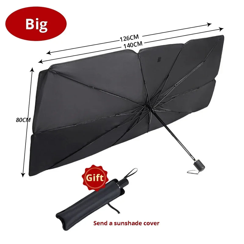 Pare-soleil de pare-brise parapluie pliable anti-UV, 2 tailles, rideaux de vitres avant en option