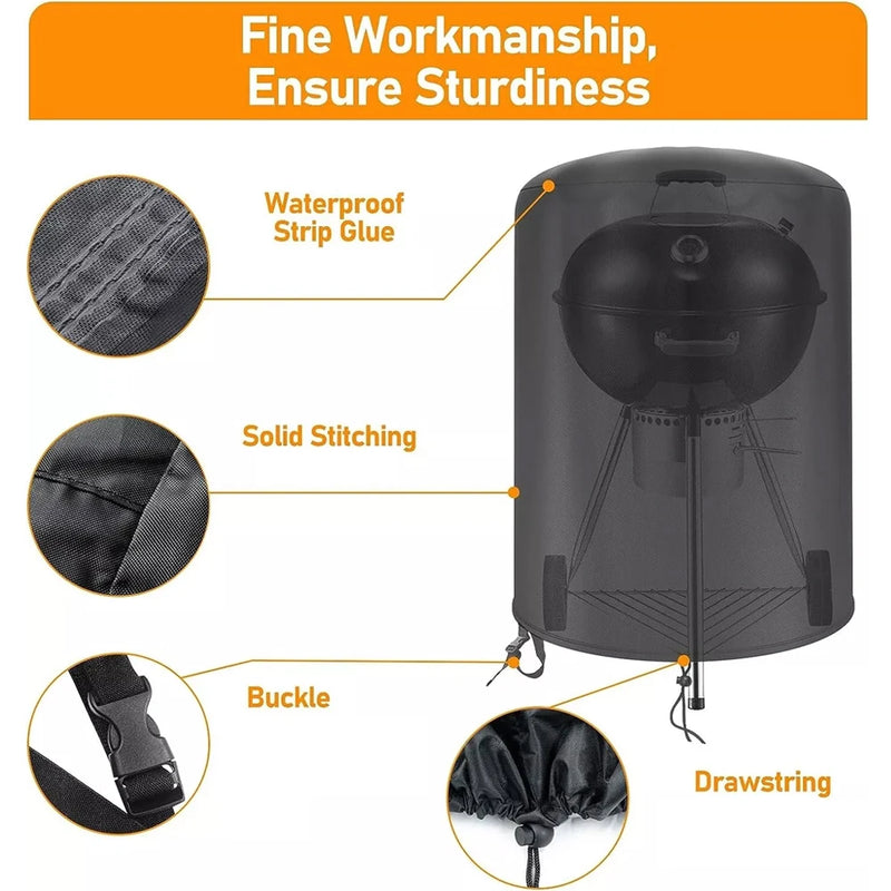 Housse barbecue ronde pour Weber 57 cm, Oxford imperméable à sangles, Ø 70 x 70 cm