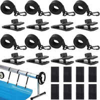 Kit d'attaches pour enrouleur de bâche solaire de piscine, sangles et pinces, 18 ou 24 pièces