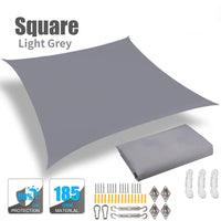 Voile d'ombrage carrée anti-UV en polyester 185 g/m², 3 tailles, avec ou sans kit de fixation