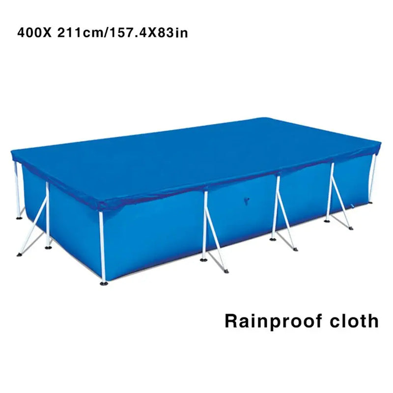 Bâche piscine hors sol rectangulaire bleue imperméable à cordon, anti-UV, de 220x150 à 400x211 cm