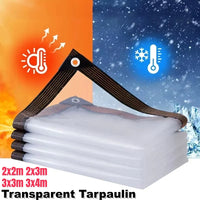 Bâche PVC transparente imperméable et anti-UV pour jardin, terrasse et plantes, 4 tailles de 2 x 2 à 3 x 4 m