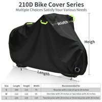 Housse vélo extérieur Oxford 210D imperméable, bandes réfléchissantes, toutes saisons, 3 tailles