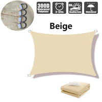 Voile d'ombrage rectangulaire imperméable en polyester 300D, anti-UV, 10 tailles