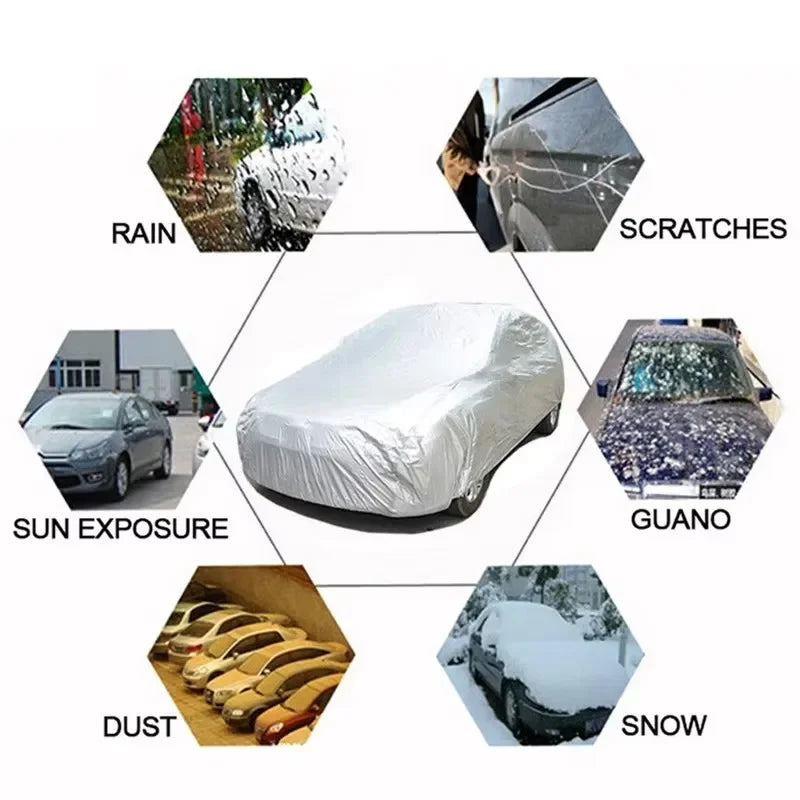 Housse voiture pour Renault Kardian, taffetas de polyester argenté anti-UV avec sac de rangement