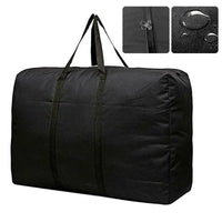 Grand sac de rangement noir 80 x 48 x 25 cm, fermeture éclair, tissu Oxford