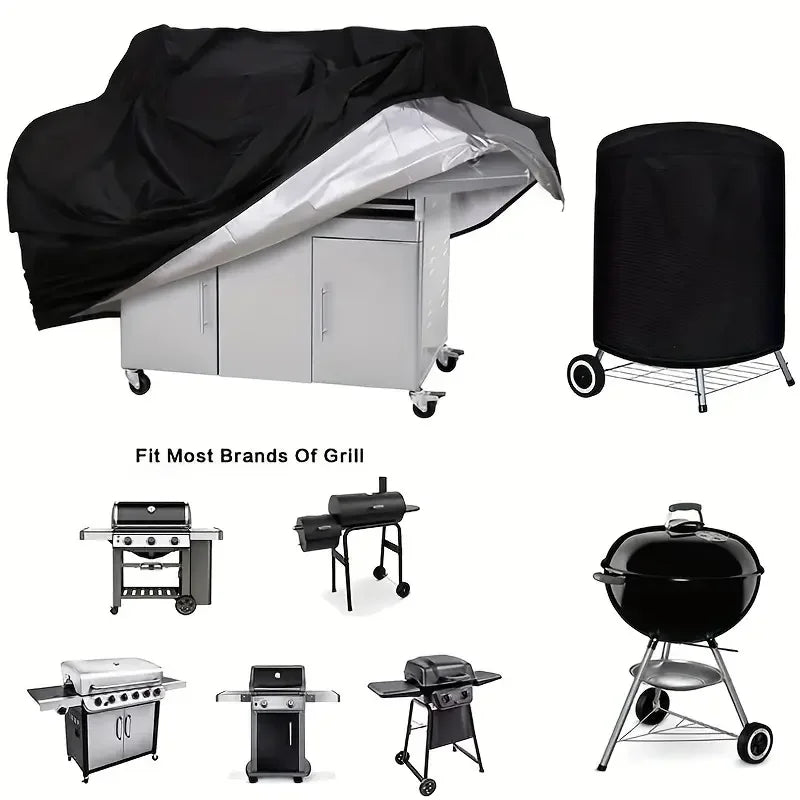 Housse de barbecue imperméable en polyester résistante aux UV, 9 tailles, gris clair ou noir