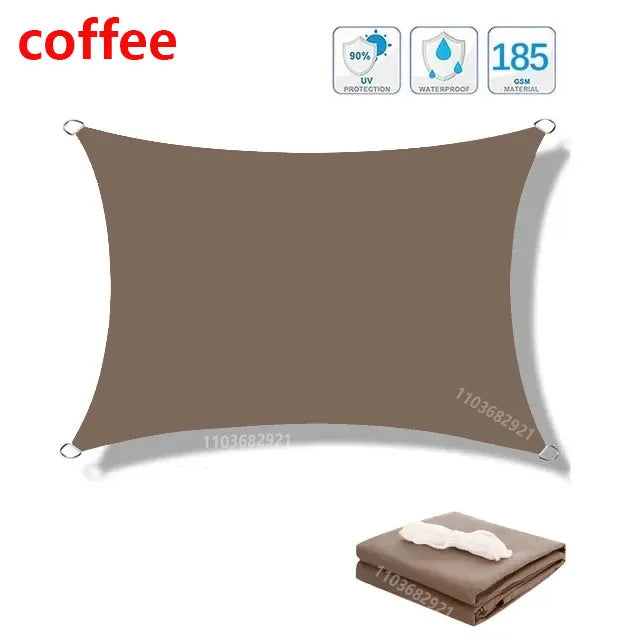 Voile d'ombrage rectangulaire imperméable en polyester 300D, anti-UV, 10 tailles