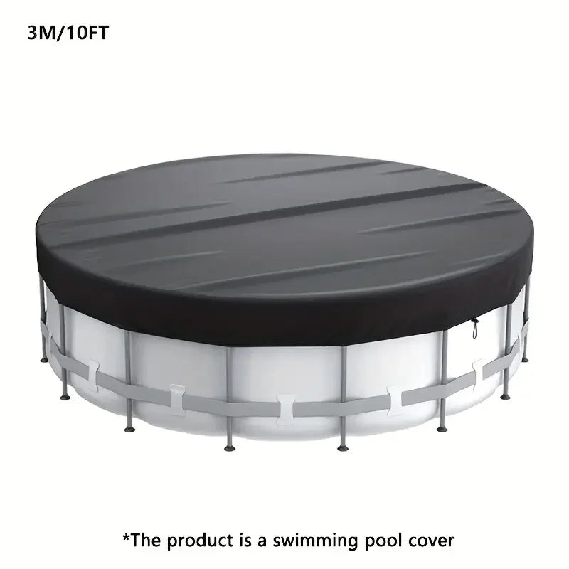 Bâche piscine hors sol ronde noire à cordon de serrage, tissu 210D, 1,8 à 5,4 m
