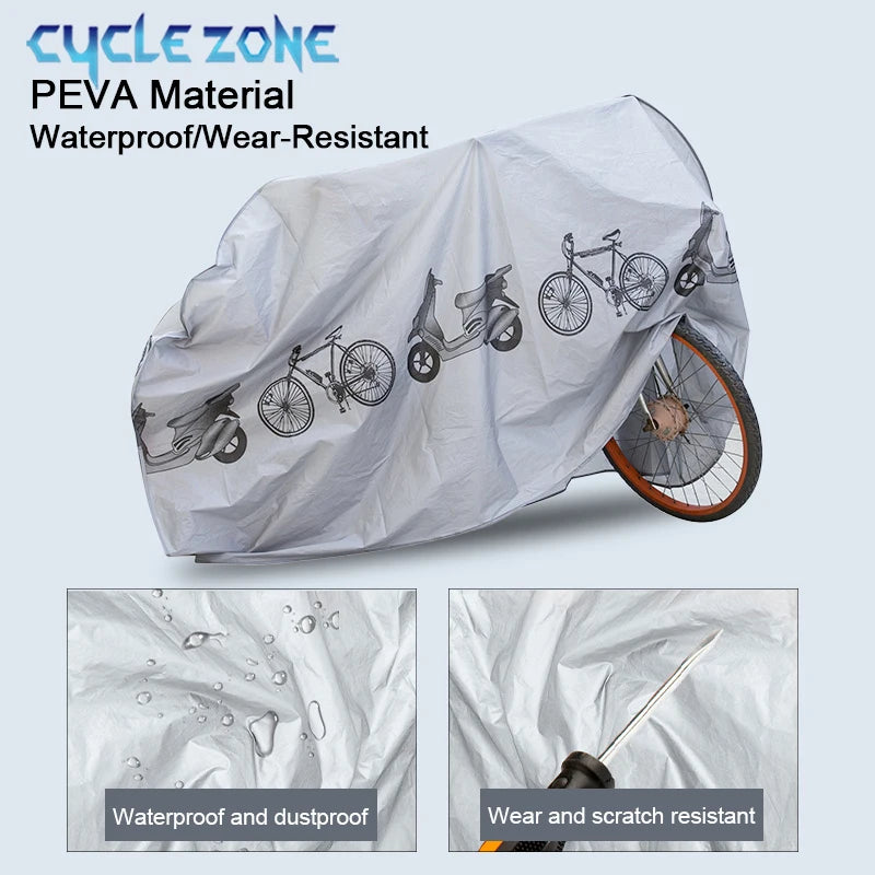 Housse de vélo et moto imperméable en PEVA imprimé vélos, gris ou noir, 200 x 105 cm