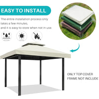Bâche de tonnelle 3 x 3 m de remplacement, toit simple ou double, polyester 300D