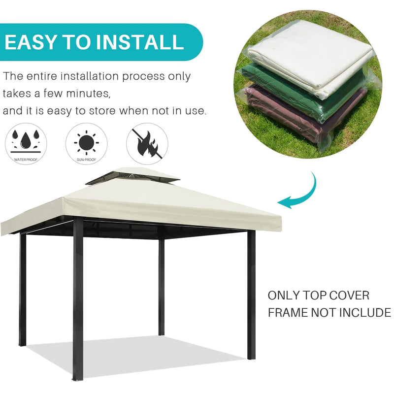 Bâche de tonnelle 3 x 3 m de remplacement, toit simple ou double, polyester 300D