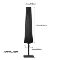 Housse de parasol droit ou déporté Oxford 210D noire, 17 tailles de 140 à 280 cm