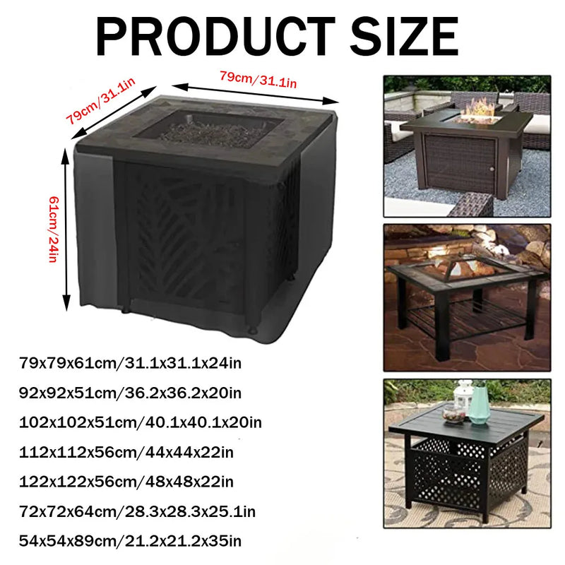 Housse table de foyer carrée 210T imperméable à cordon de serrage, de 54 à 122 cm