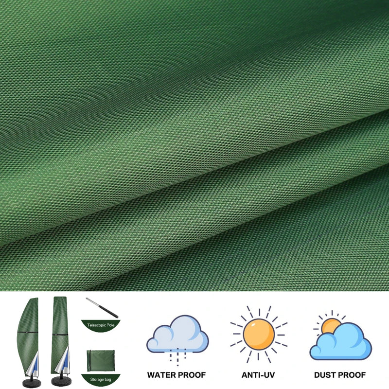 Housse parasol déporté banane ou droit, polyester Oxford 210D, 7 tailles de 170 à 280 cm
