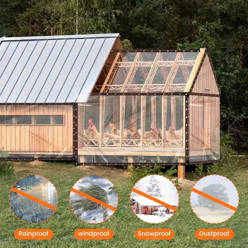 Bâche transparente imperméable à œillets avec corde, 5 tailles de 2x2 à 3x4 m