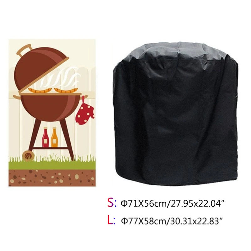 Housse barbecue ronde et rectangulaire en Oxford polyester noir imperméable, 8 tailles de 4XS à XL