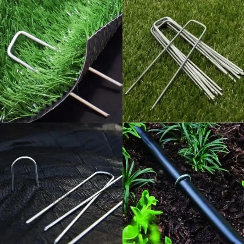 Agrafes de jardin en U galvanisées, 10 ou 15 cm, lots de 10 à 100 pièces