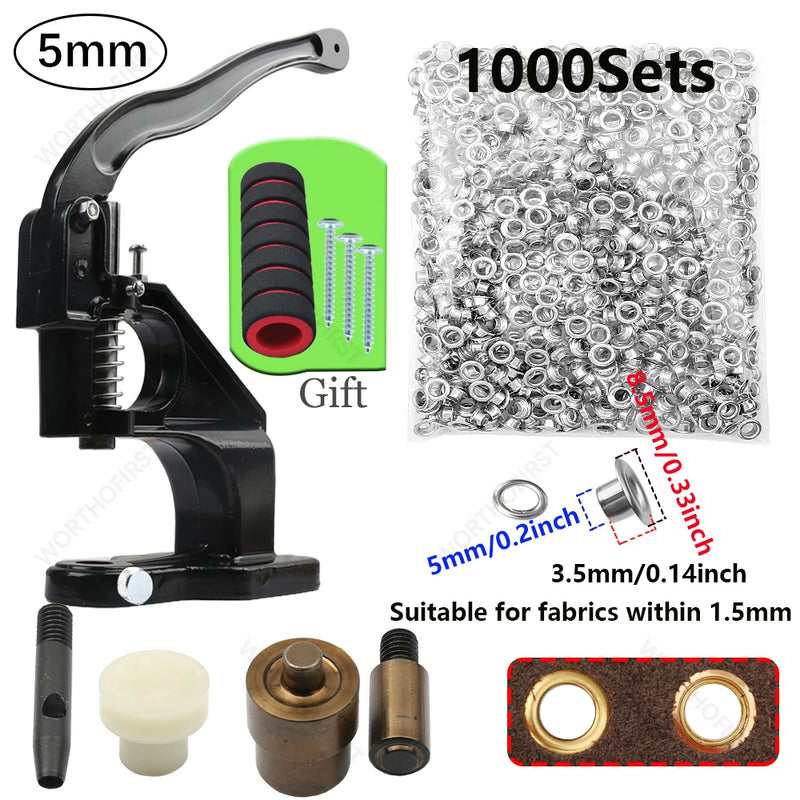 Kit d'œillets en laiton avec presse manuelle, 3 à 10 mm, pour bâche et cuir
