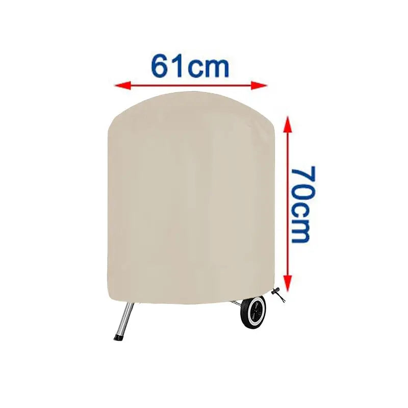 Housse barbecue rond beige imperméable en Oxford 210D, 4 tailles