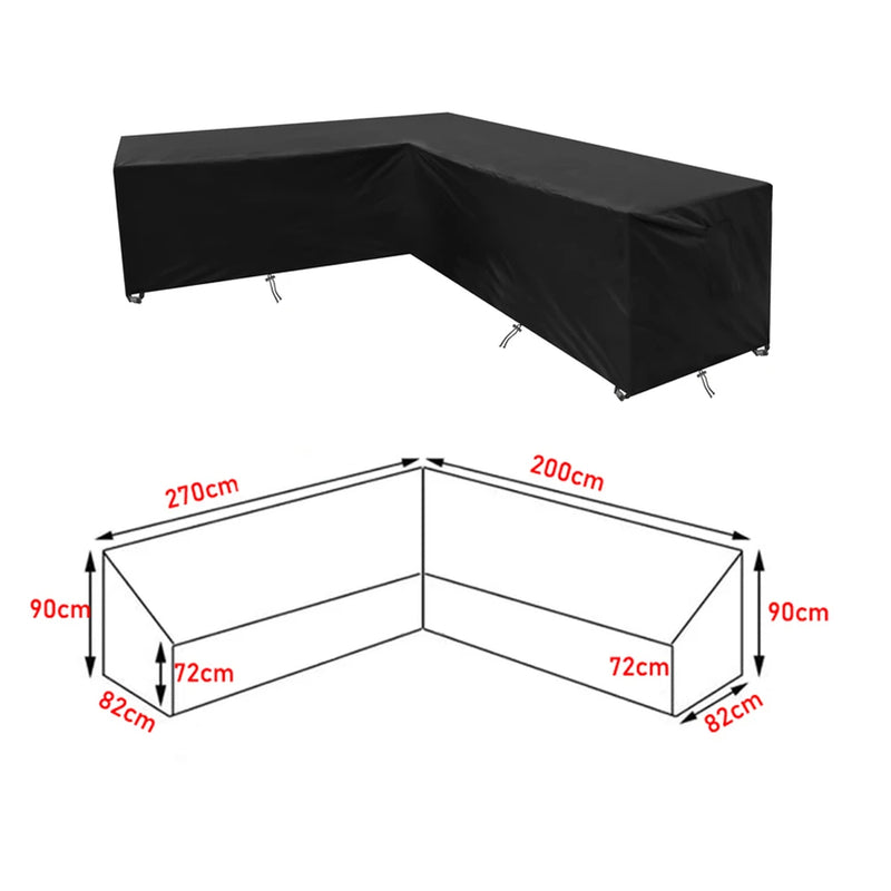 Housse de canapé d'angle de jardin imperméable en polyester, doublure anti-UV, 9 tailles