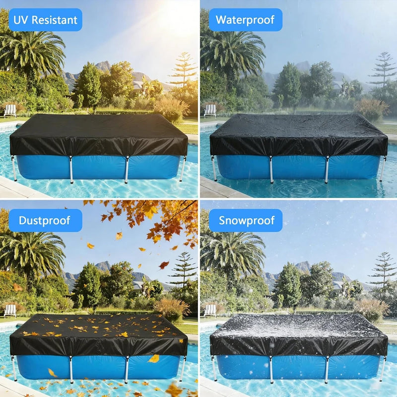 Bâche d'hiver piscine hors sol rectangulaire à structure métallique, polyester 210D, 125 à 460 cm