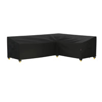 Housse canapé d'angle de jardin en L, Oxford 600D envers PVC noir imperméable, 11 tailles