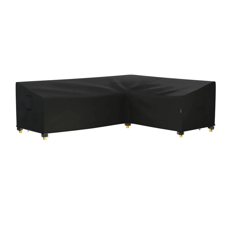 Housse canapé d'angle de jardin en L, Oxford 600D envers PVC noir imperméable, 11 tailles