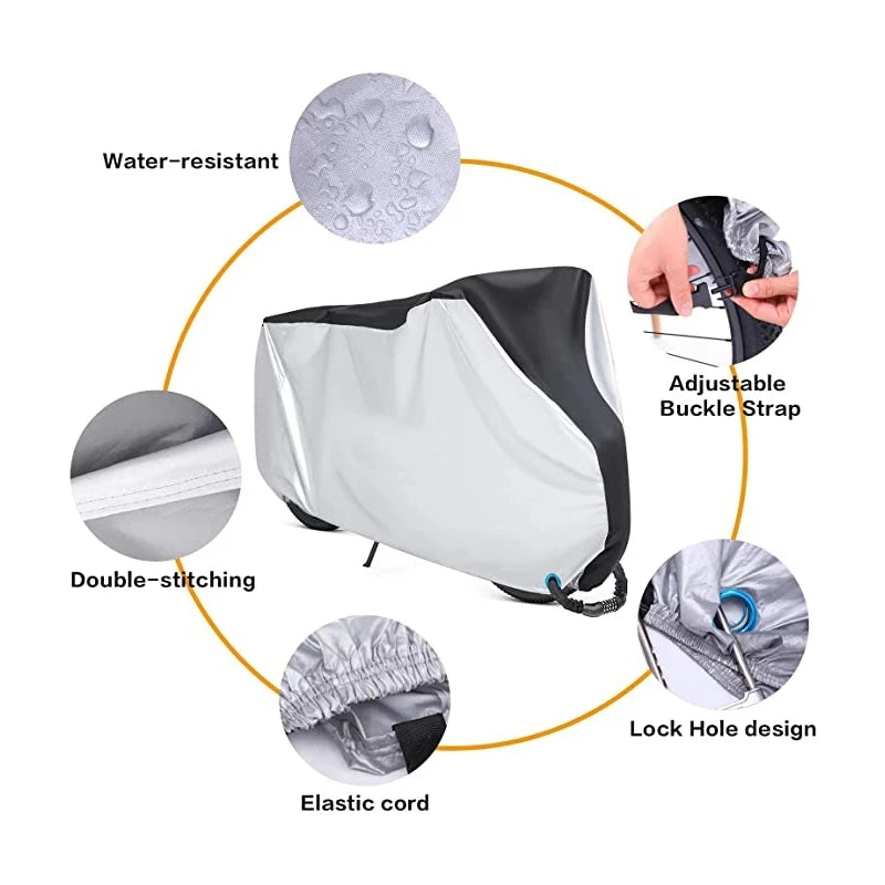 Housse vélo imperméable anti-UV avec trou d'antivol, 6 tailles de S à 3XL, 13 coloris