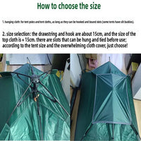 Bâche de tente de camping carrée imperméable avec 4 crochets, de 56 à 148 cm, vert ou beige