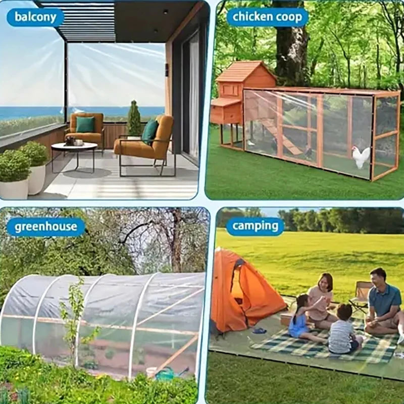 Bâche transparente anti-UV à œillets et bords renforcés marron, pergola, balcon, serre, 10 tailles