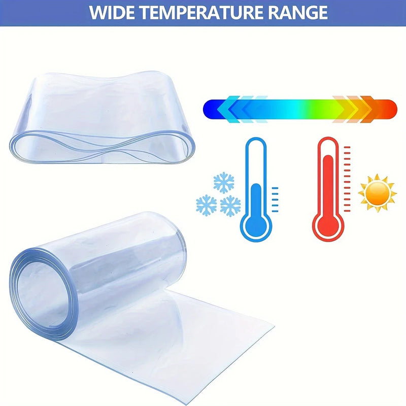 Bande de rideau PVC souple transparente 2 m x 18 cm, coupe-vent pour porte