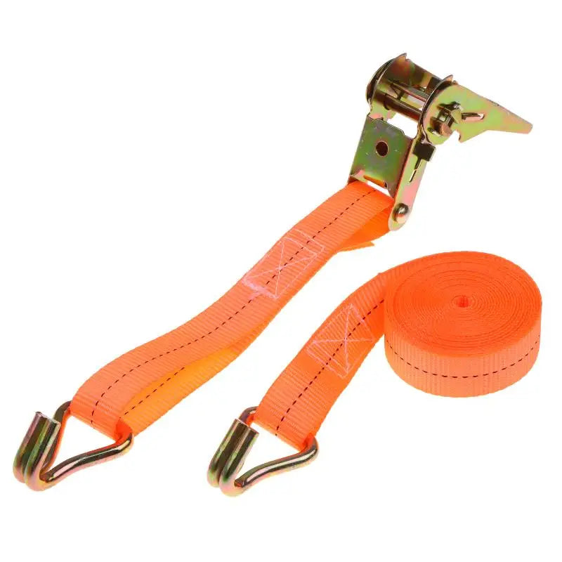 Sangle d'arrimage à cliquet orange en polyester avec crochet métallique, longueur de 1 à 6 m