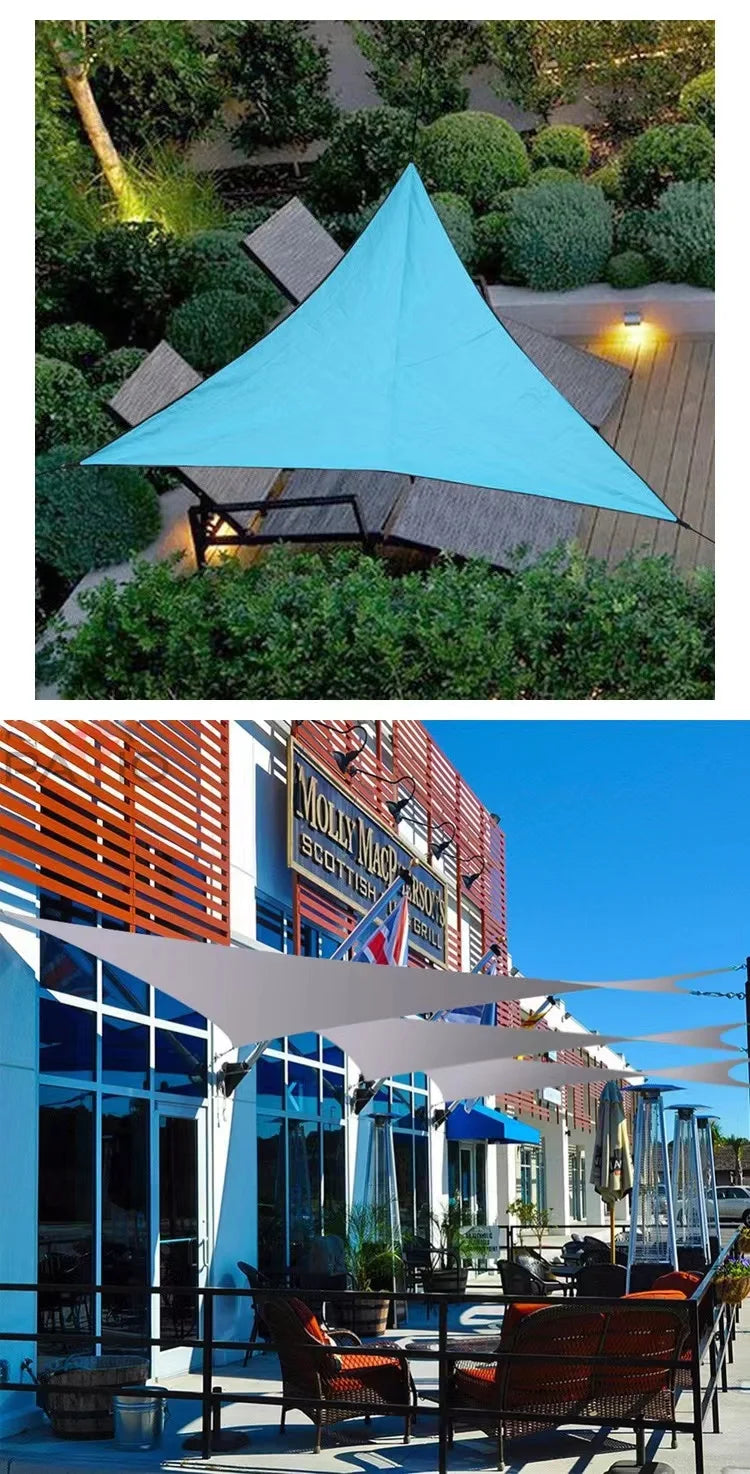 Voile d'ombrage triangulaire imperméable en polyester 300D, de 2x2x2 à 5x5x5 m, beige ou gris