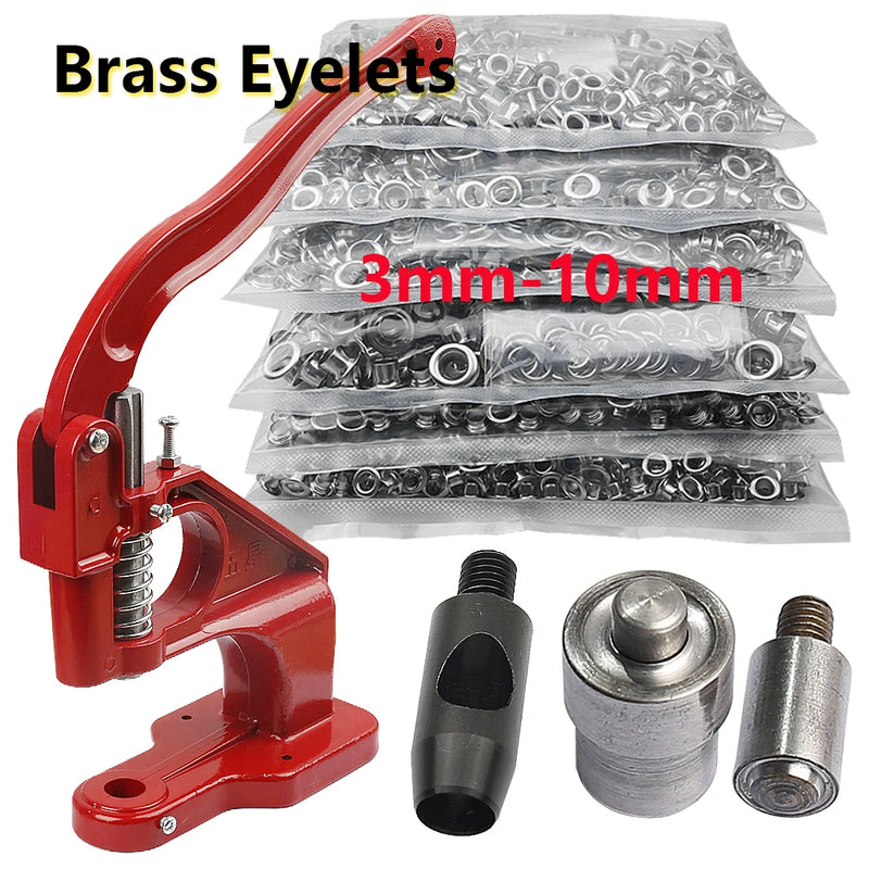 Kit d'œillets en laiton avec presse manuelle, 3 à 10 mm, pour bâche et cuir
