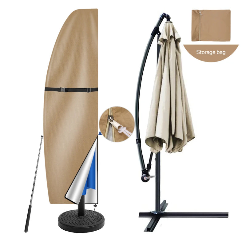 Housse parasol déporté imperméable Oxford 210D avec tige, 4 coloris, 205 à 280 cm