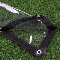Bâche PVC transparente 0,35 mm à œillets, bordure colorée, 37 tailles