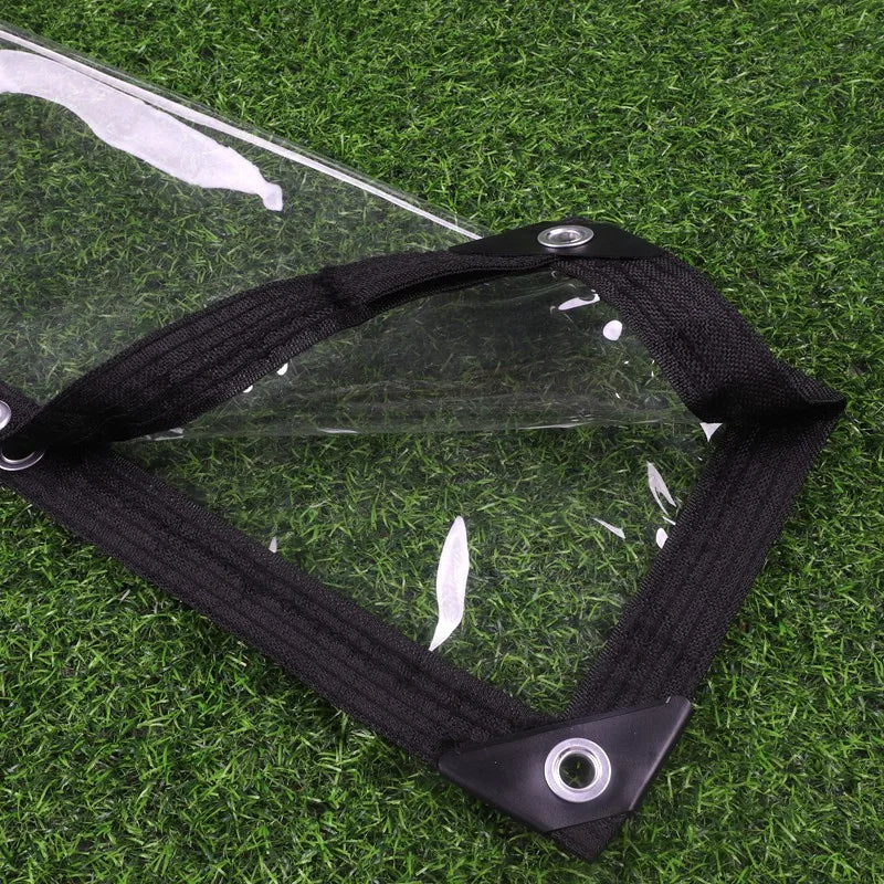 Bâche PVC transparente 0,35 mm à œillets, bordure colorée, 37 tailles