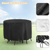 Housse ronde pour table de jardin, Oxford imperméable noir, 17 diamètres de 120 à 325 cm