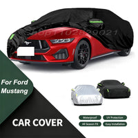 Housse voiture pour Ford Mustang en Oxford 210D imperméable, noir ou argent, 4 sangles coupe-vent