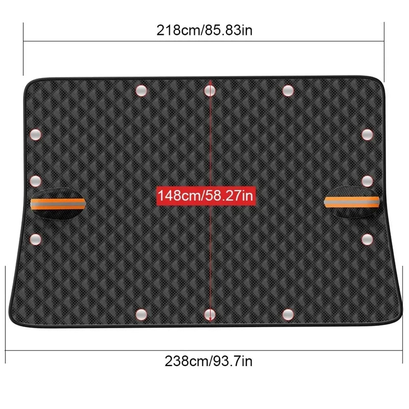 Protection pare-brise magnétique 12 aimants, 238x218 cm, anti-givre et anti-neige pour voiture, SUV et monospace