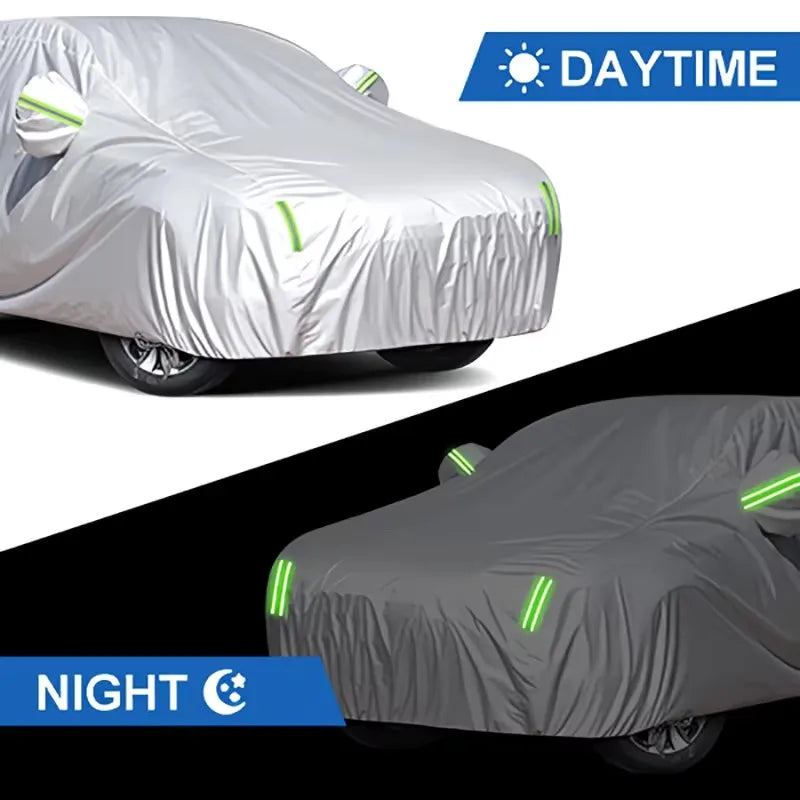 Housse voiture pour Nissan Qashqai argent double couche, bandes réfléchissantes, anti-UV
