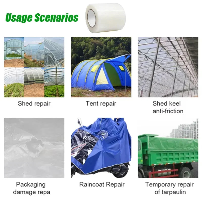 Ruban de réparation pour film de serre, transparent anti-UV, 10 m, largeur 3 à 15 cm