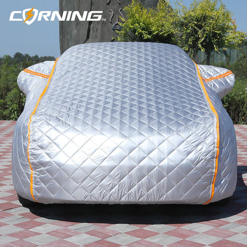 Bâche anti-grêle voiture complète matelassée Oxford et coton, noire, argent ou camouflage, berline et SUV
