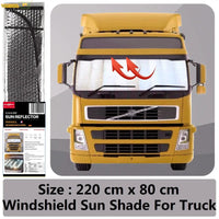 Pare-soleil de pare-brise pour camion 220 x 80 cm, aluminium anti-UV, ventouses et sac